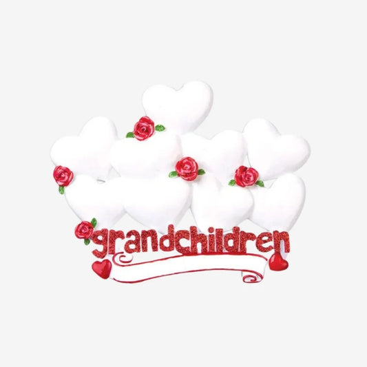 Grandchildren with 9 Hearts Personalized Christmas Ornament