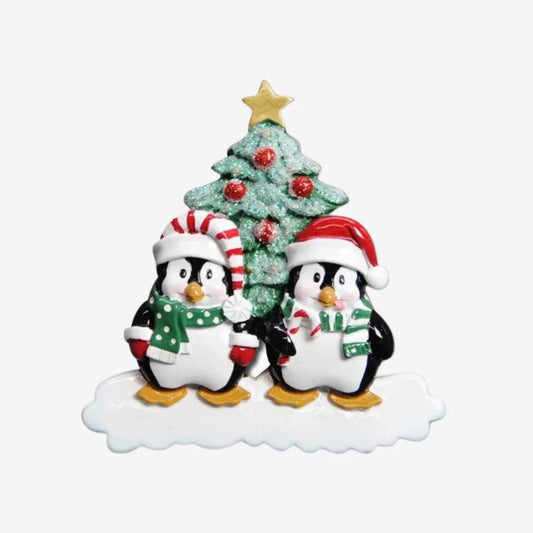 Winter Penguin Couple Personalized Christmas Ornament