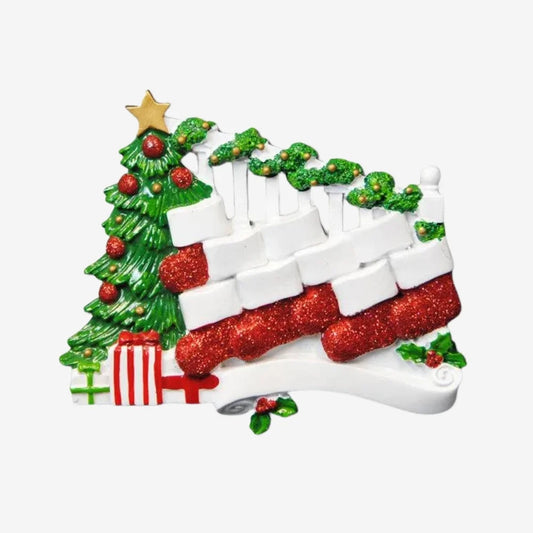 Bannister with 9 Stockings Personalized Christmas Ornament