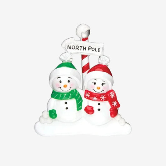 North Pole Family of 2 Personalized Christmas Ornament