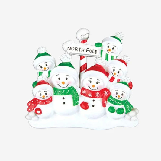 North Pole Family of 7 Personalized Christmas Ornament