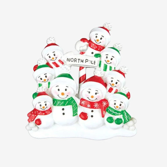 North Pole Family of 9 Personalized Christmas Ornament