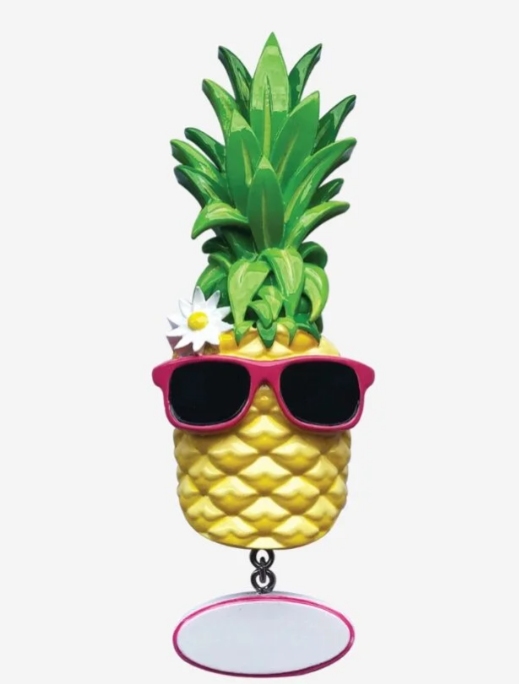 Pineapple with Sunglasses Personalized Christmas Ornament