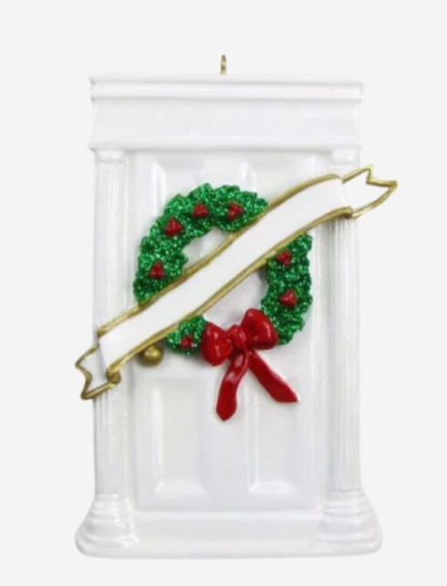 Door with Wreath Personalized Christmas Ornament