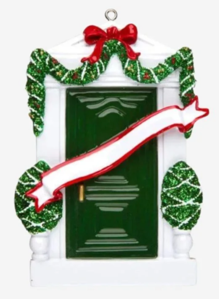 Green Door Personalized Christmas Ornament