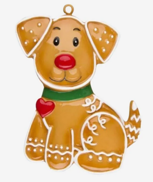 Gingerbread Dog Personalized Christmas Ornament