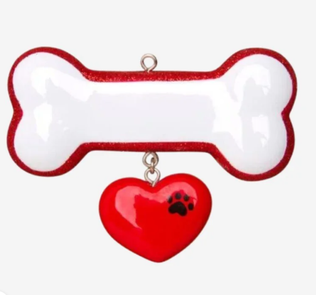 Dog Bone W/Ribbon Personalized Christmas Ornament