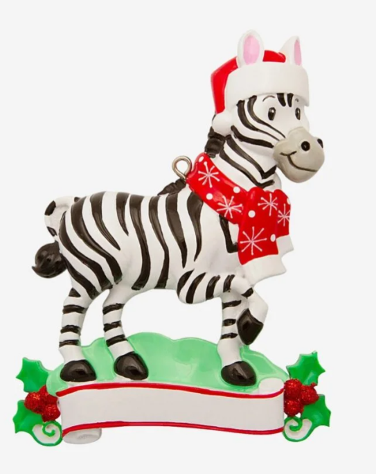 Zebra (Zoo Animals) Personalized Christmas Ornament