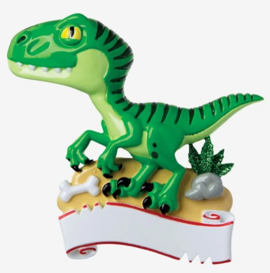 Green Dinosaur Personalized Christmas Ornament