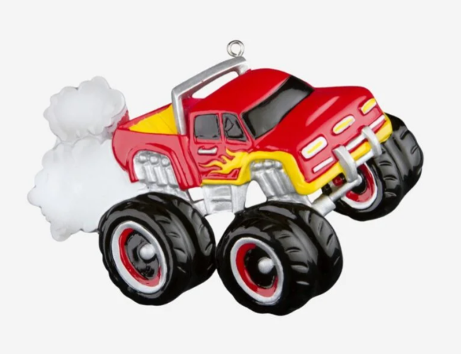 General Monster Truck Red Personalized Christmas Ornament