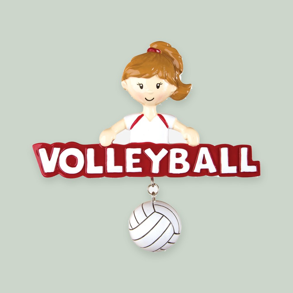 Volleyball Girl ornament on a sage green background