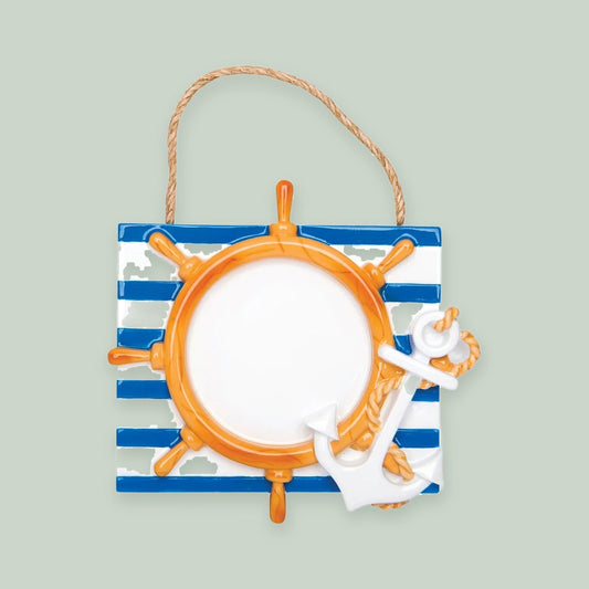 Nautical Anchor and Life Ring ornament on a sage green background