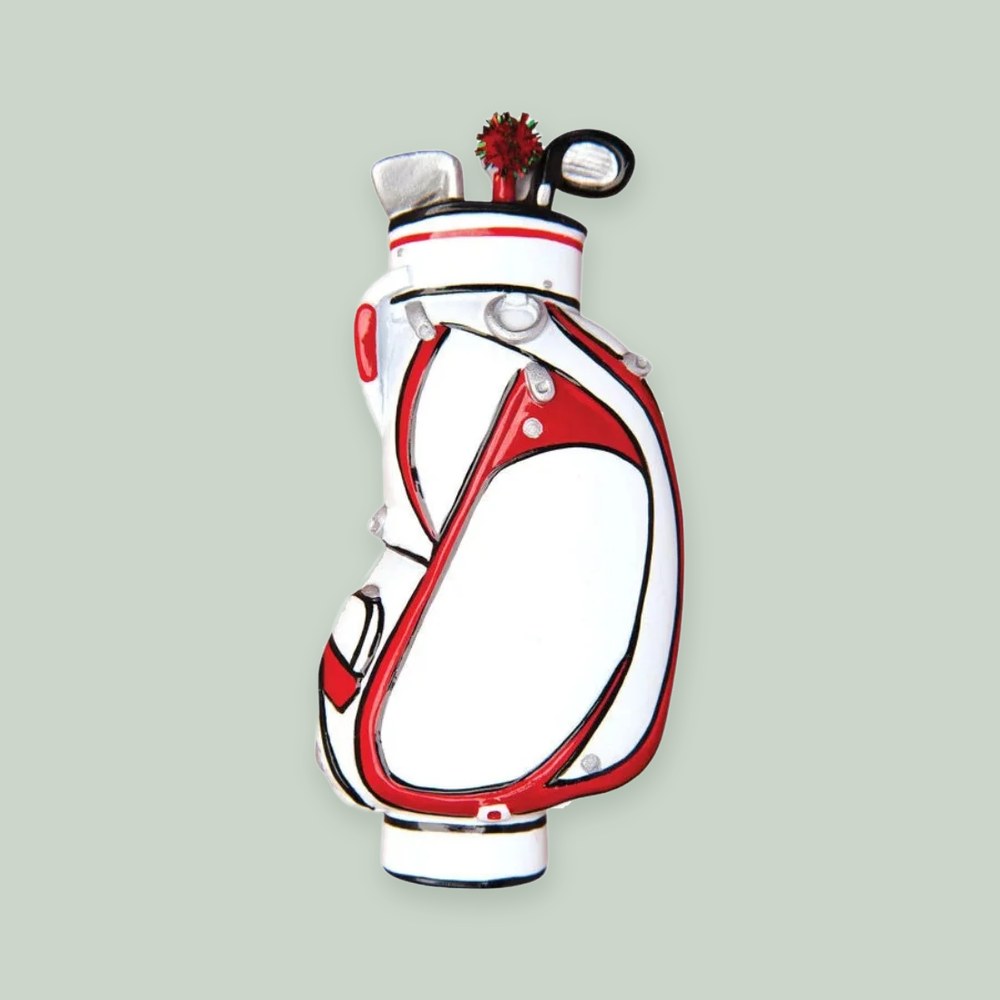 Golf Bag ornament on a sage green background