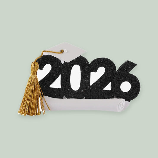 Class of 2026 Graduation ornament on a sage green background