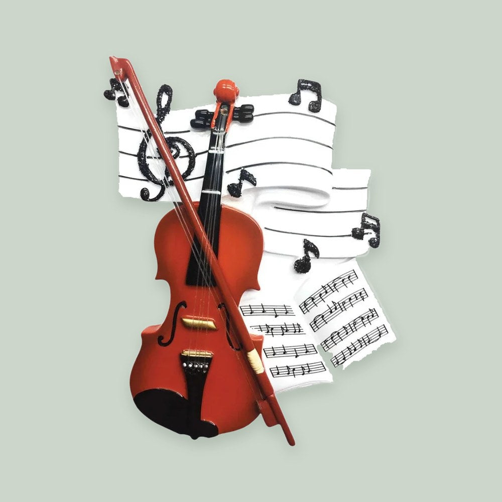 Orchestra ornament on a sage green background