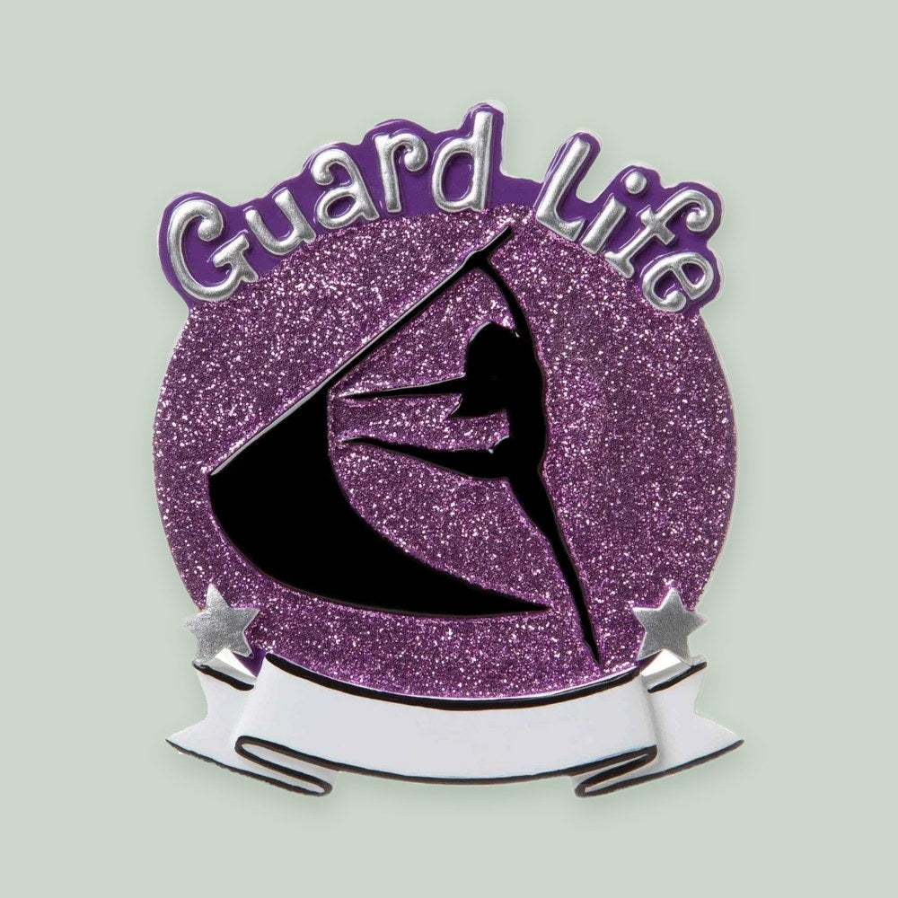 Color Guard (Purple) ornament on a sage green background