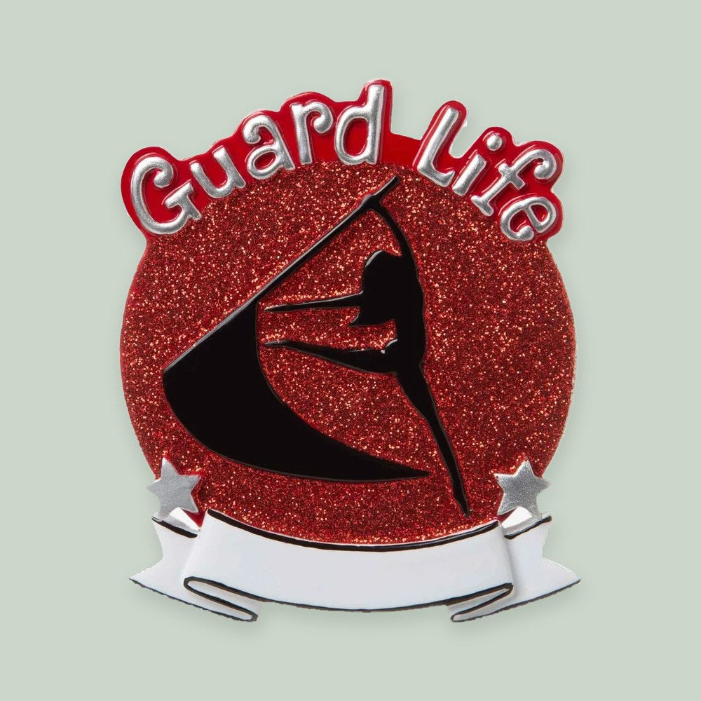 Color Guard (Red) ornament on a sage green background