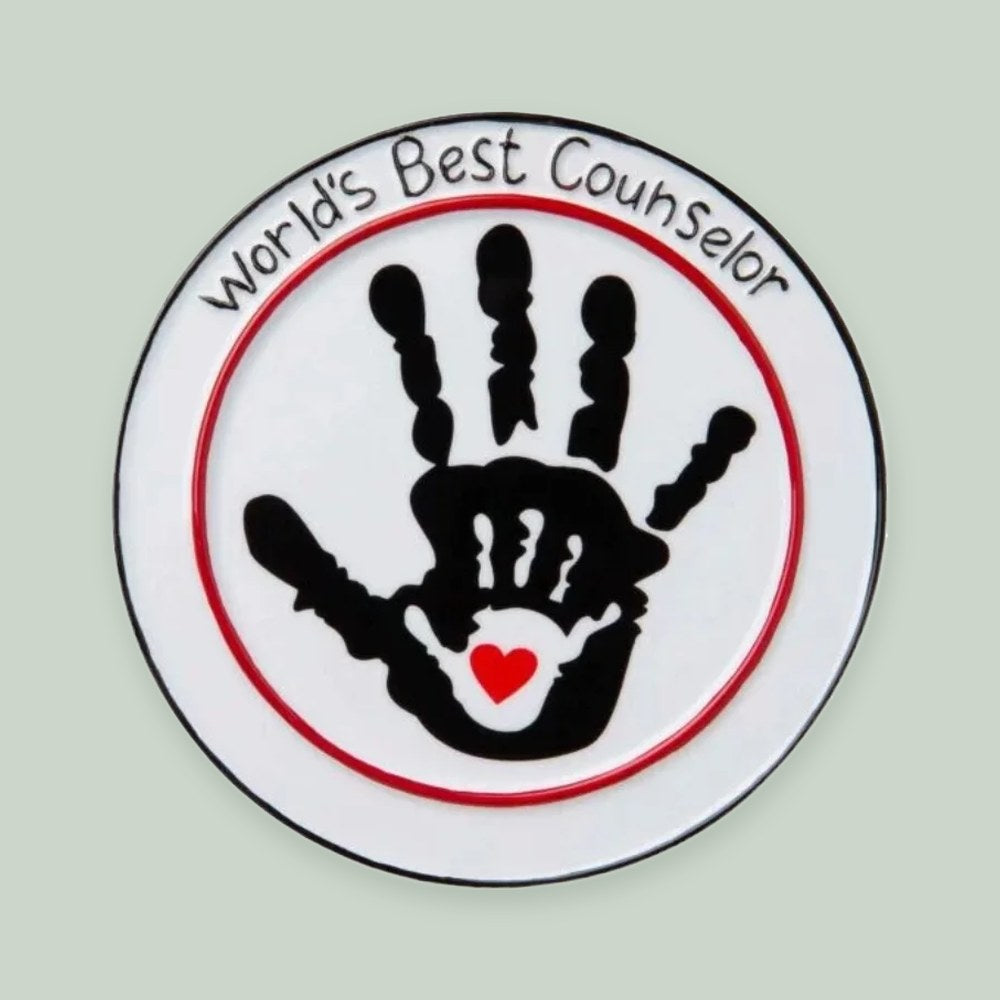 Counselor ornament on a sage green background