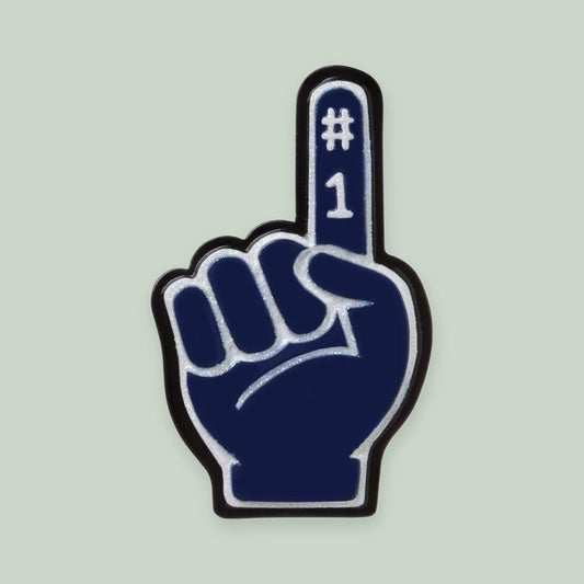 Foam Finger (Navy Blue) ornament on a sage green background