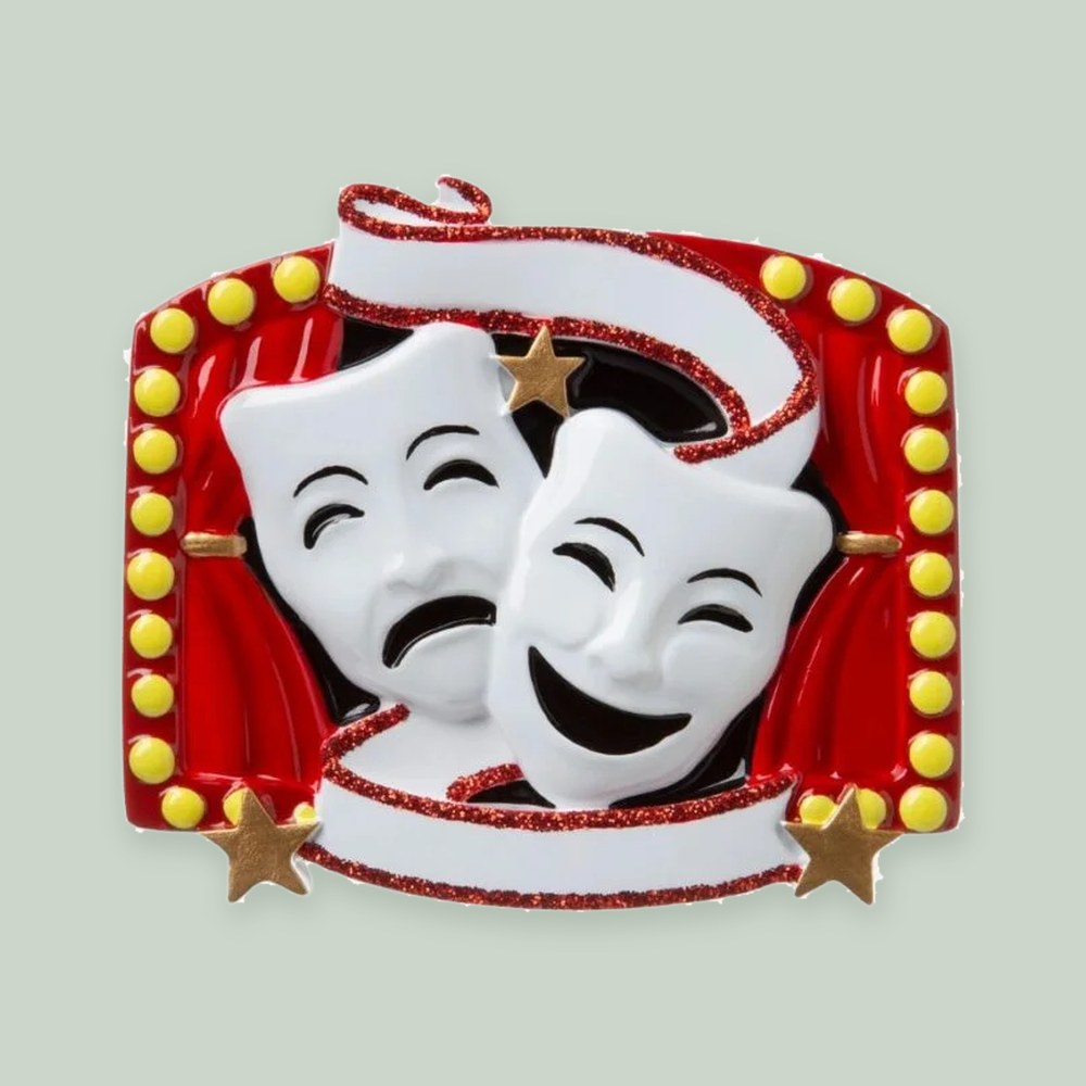 Theater ornament on a sage green background