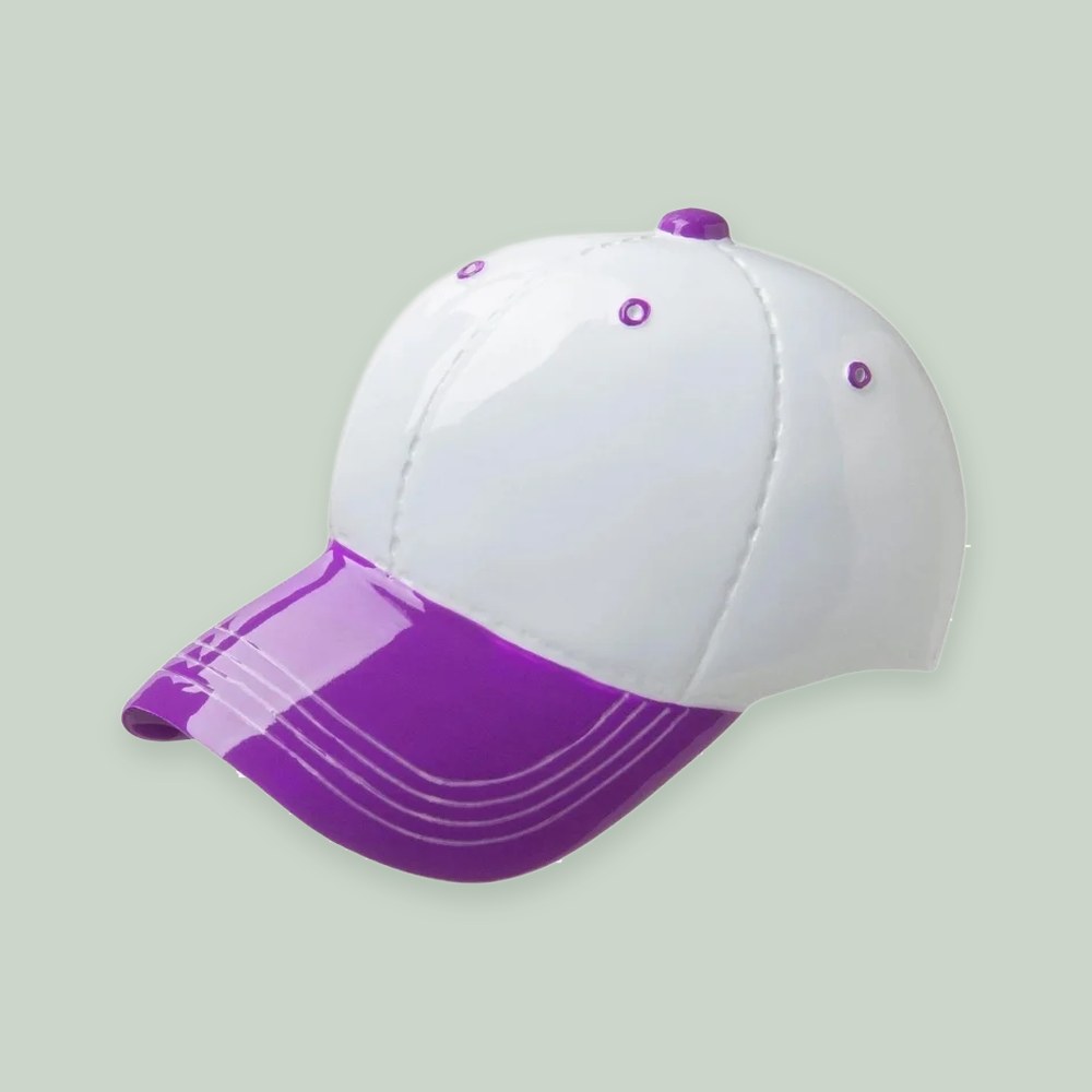 Baseball Cap (Purple) ornament on a sage green background