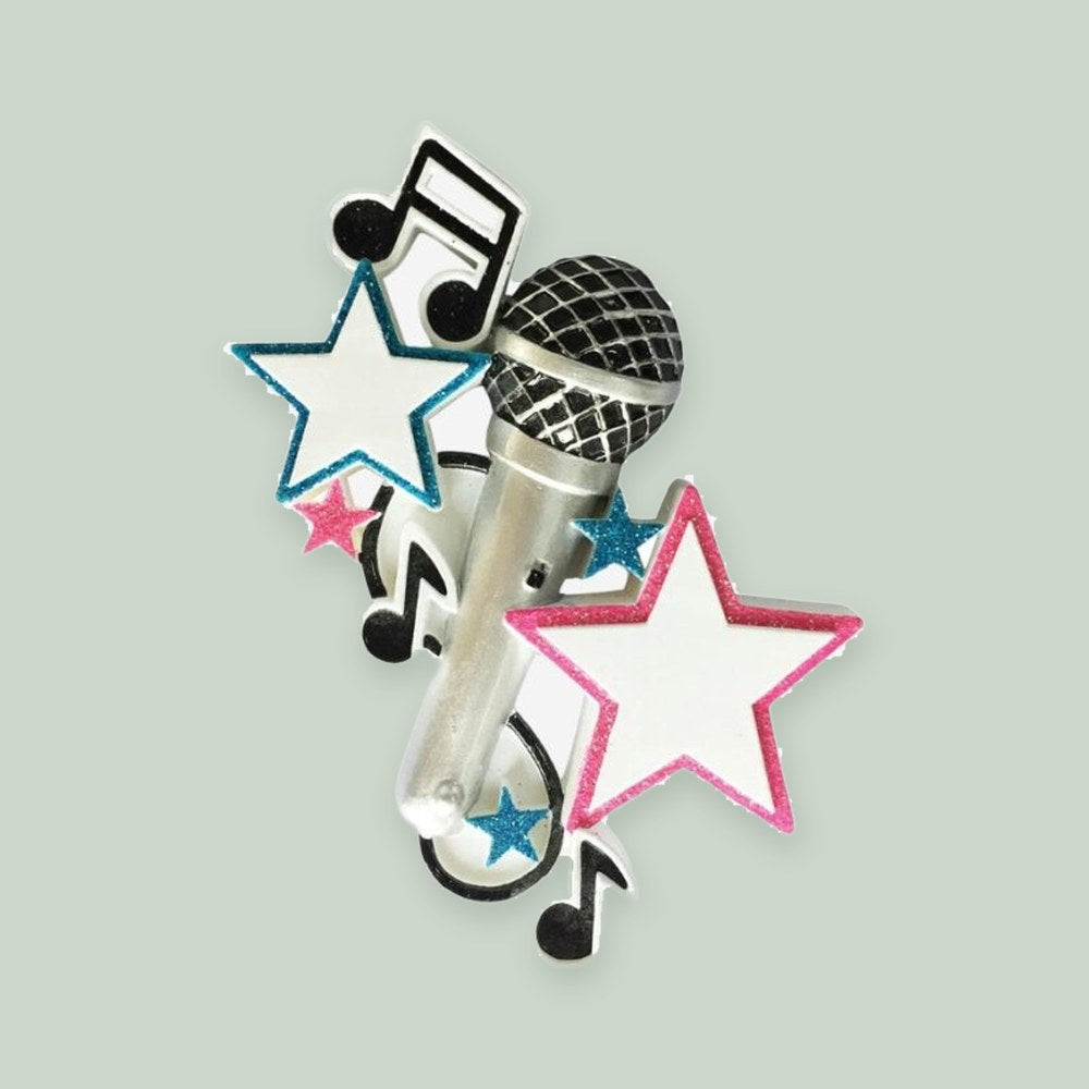 Karaoke ornament on a sage green background
