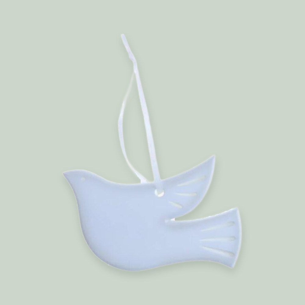 Modern Dove ornament on a sage green background
