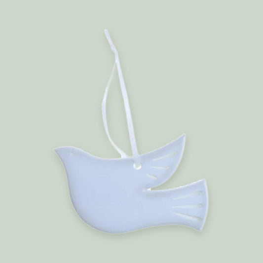 Modern Dove ornament on a sage green background