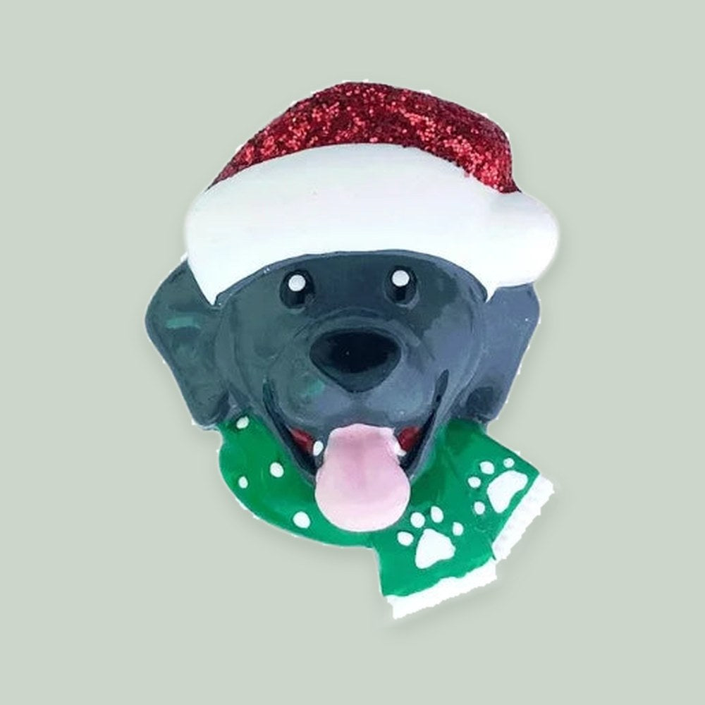 Santa Hat Dog Head Add-On — Gray — one piece on a sage background
