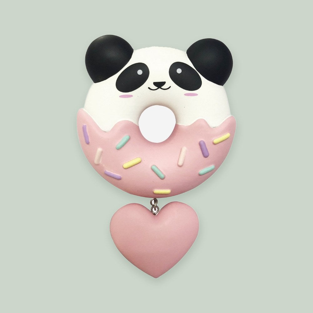 Panda Donut ornament on a sage green background