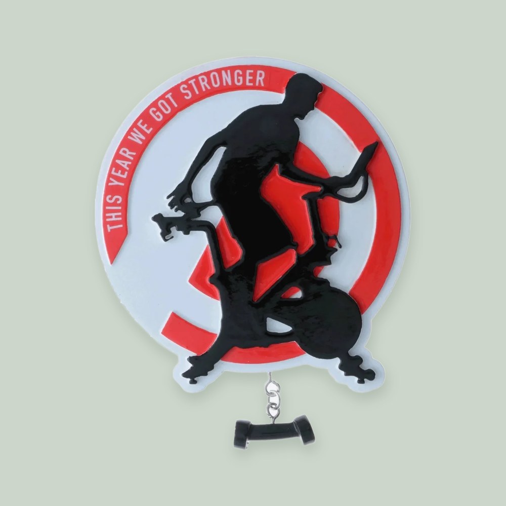 Stationary Bike — Man ornament on a sage green background
