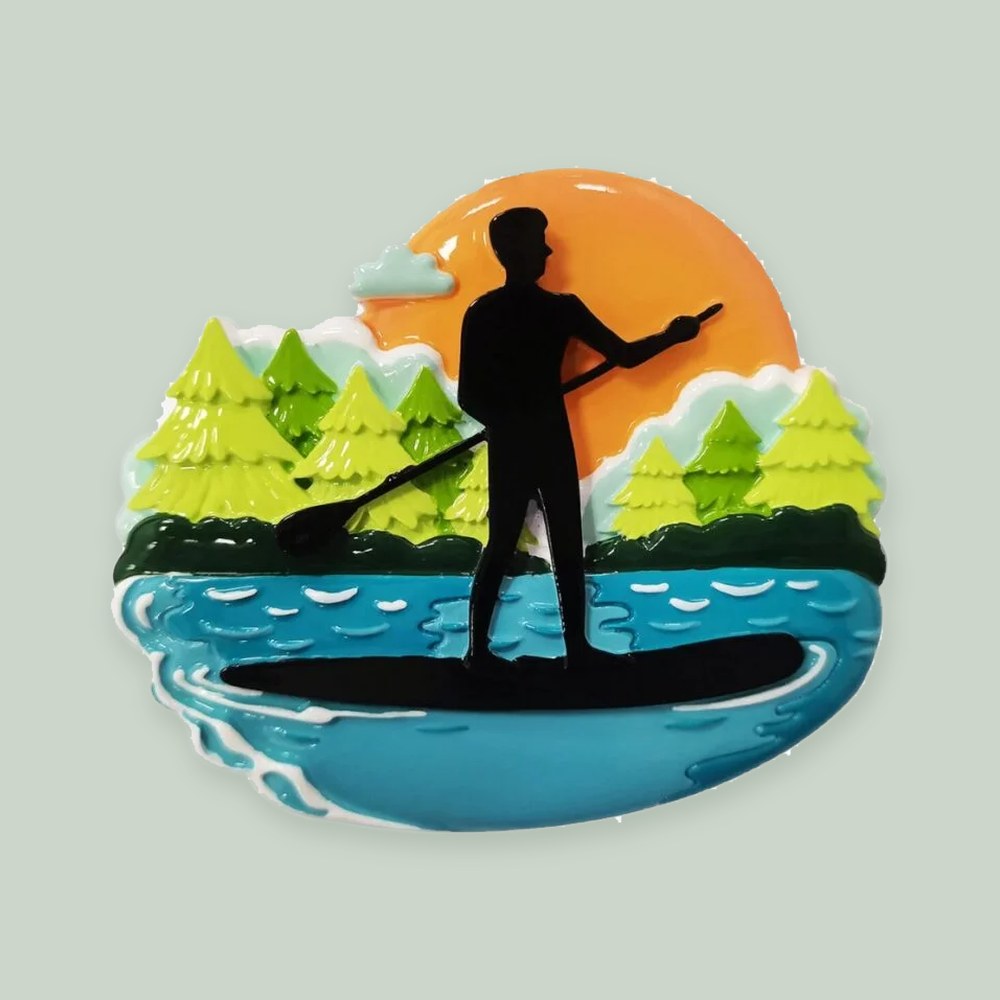 Paddleboarding — Man ornament on a sage green background