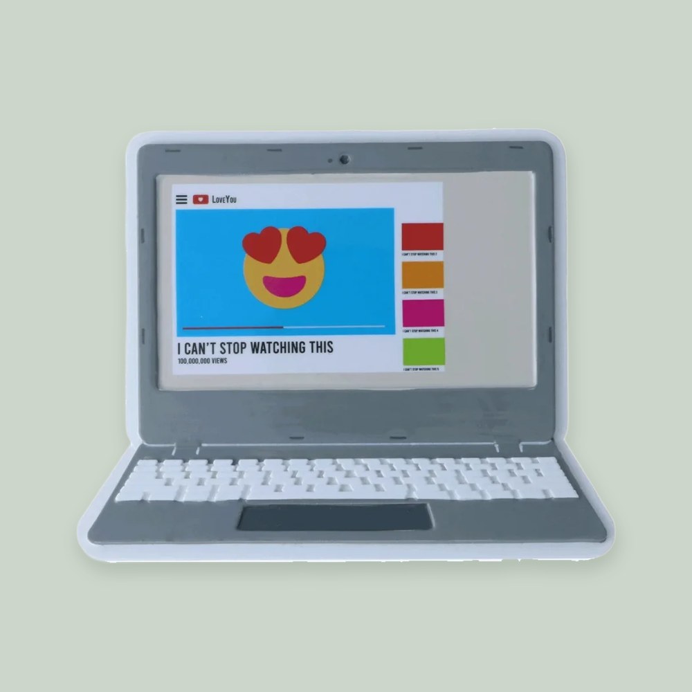 Video Creator ornament on a sage green background