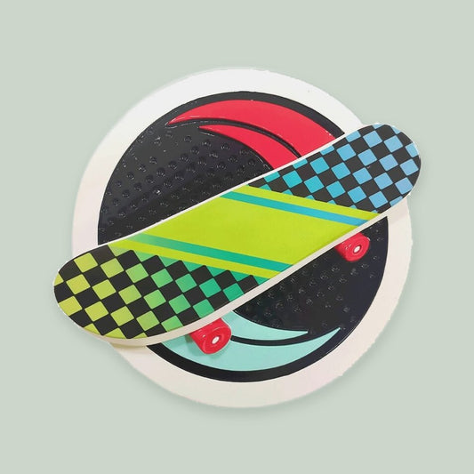 Skateboard ornament on a sage green background
