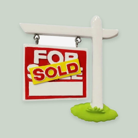 For Sale/Sold (Realtor Sign) ornament on a sage green background