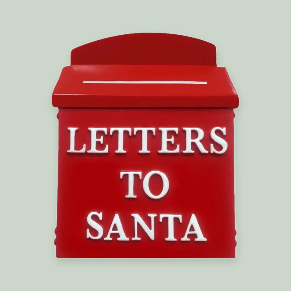 3D Letters To Santa Mailbox ornament on a sage green background