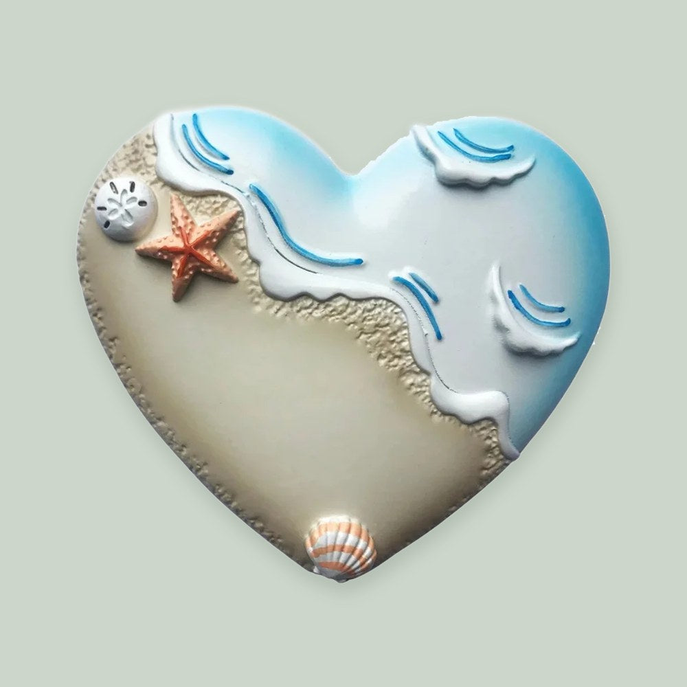 Beach Sand Heart ornament on a sage green background