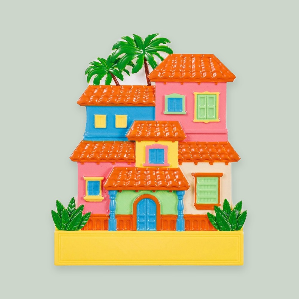 Southwestern House ornament on a sage green background