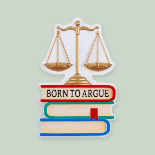 Lawyer ornament on a sage green background