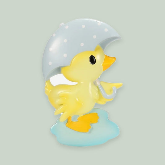 Cutesy Duck- Blue ornament on a sage green background