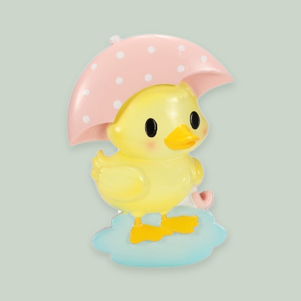Cutesy Duck- Pink ornament on a sage green background