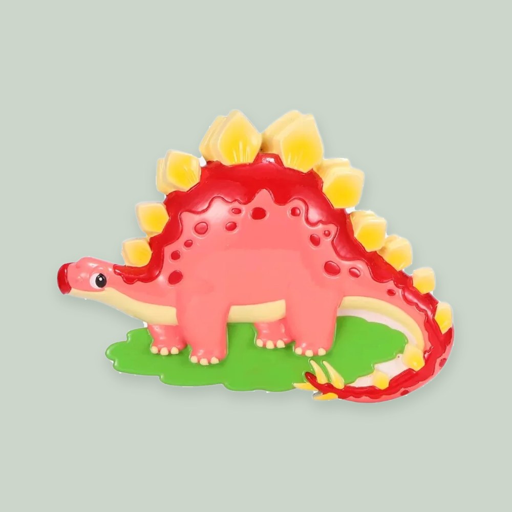 Stegosaurus ornament on a sage green background