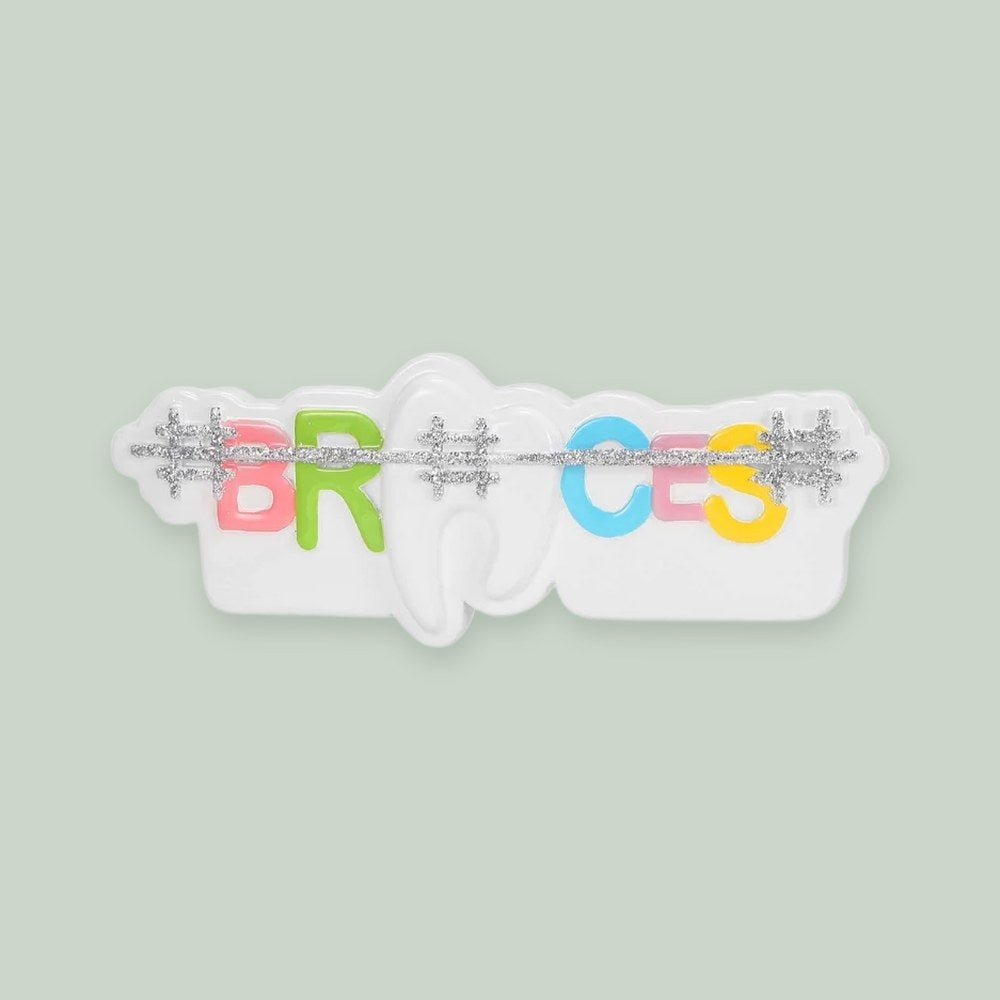 Braces ornament on a sage green background