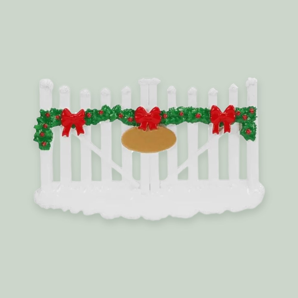 White Gate with Address ornament on a sage green background