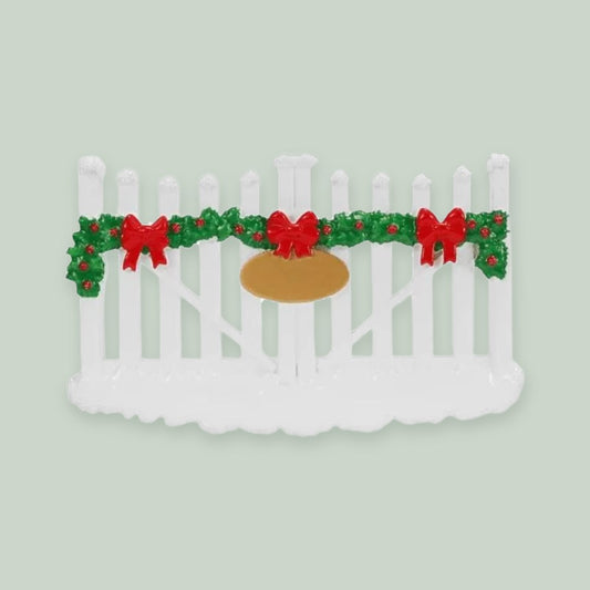 White Gate with Address ornament on a sage green background