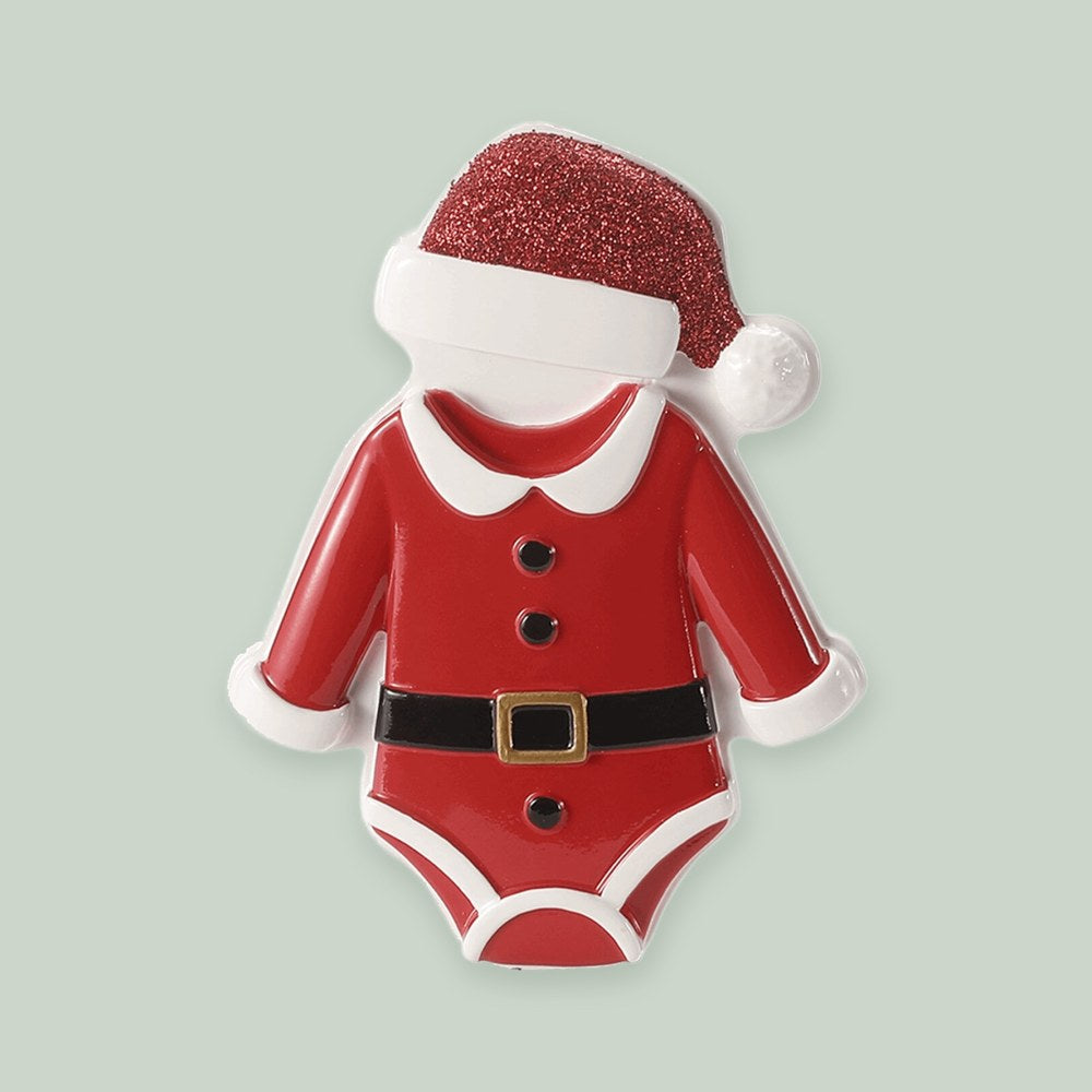 Christmas Baby Onesies ornament on a sage green background