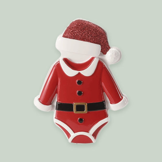Christmas Baby Onesies ornament on a sage green background