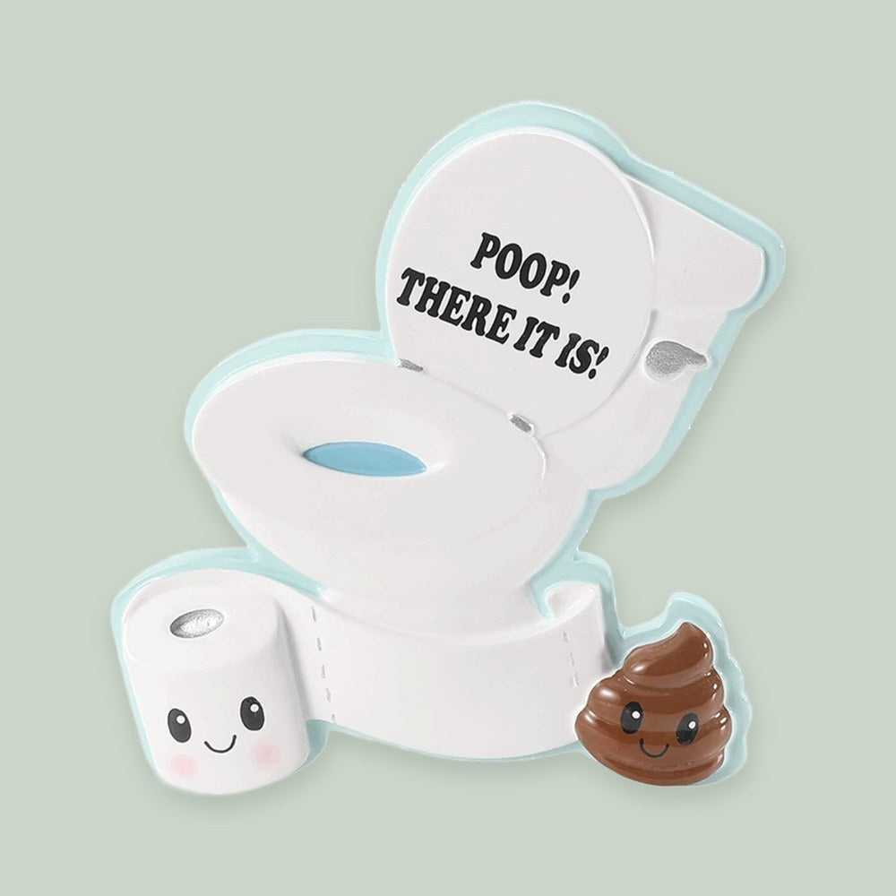 Potty Trained ornament on a sage green background