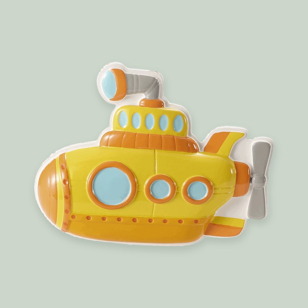 Submarine ornament on a sage green background