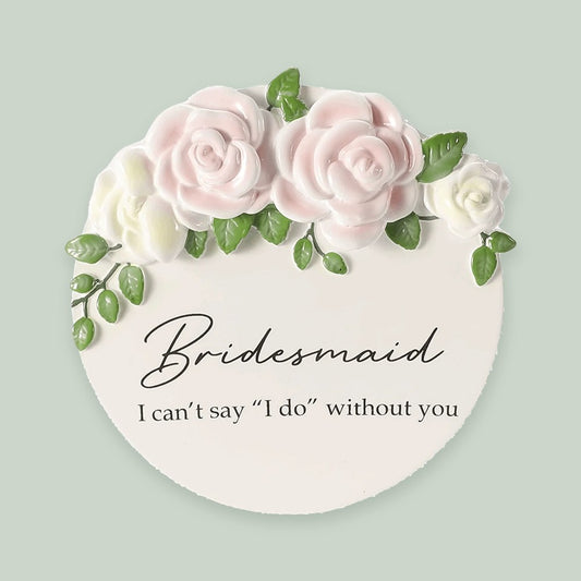 Bridesmaid Floral Keepsake ornament on a sage green background